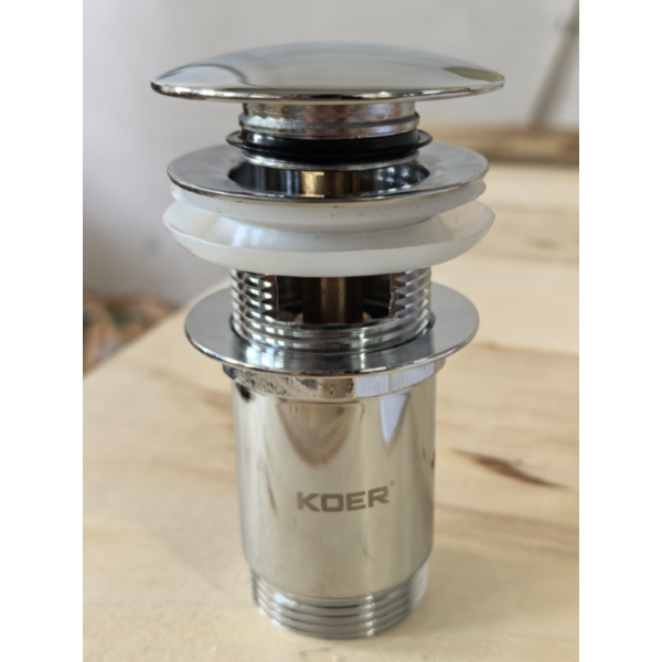 Донний клапан для раковини Koer PW-07-01 1 1/4'' з переливом автоматичний СLICK-СLACK (Колір хром) (KR5782)