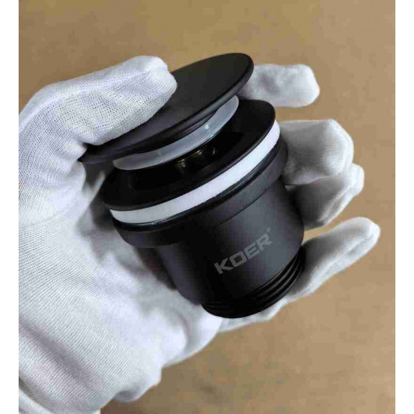Донний клапан для раковини Koer PW-11-05 1 1/4''  універсальний (з/без перел) СLICK-СLACK (Колір чорн) (KR5795)