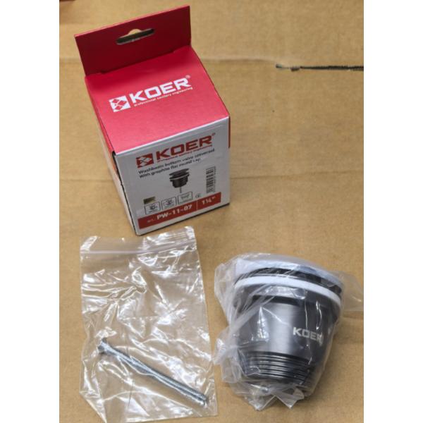 Донний клапан для раковини Koer PW-11-07 1 1/4''  універсальний (з/без перел) СLICK-СLACK (Колір графіт) (KR5793)