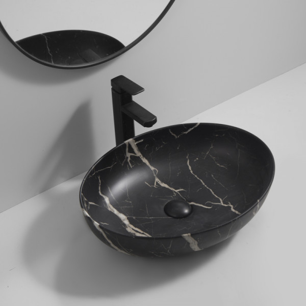 Раковина накладна Mixxus Premium ELLIPSE-0102 MARBLE 515х400х130mm (MP6552)