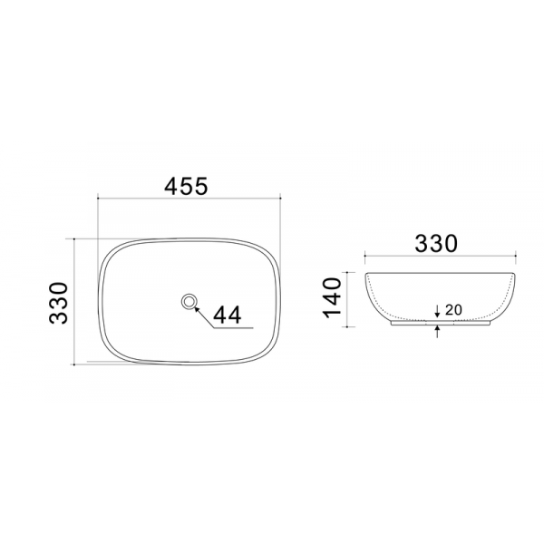 Раковина накладна Mixxus Premium DIVERSE-0116 GRAY 455x330x135mm (MP6651)