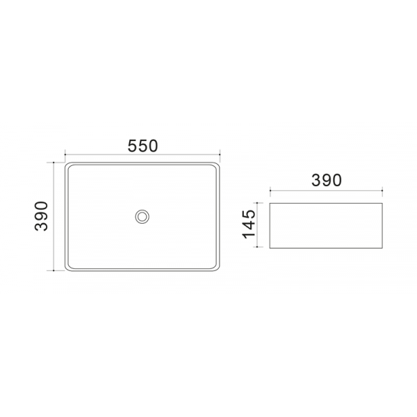 Раковина накладна Mixxus Premium QUADRO-0108 GRAY 550x390x145mm (MP6652)