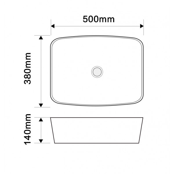 Раковина накладна Mixxus Premium DIVERSE-0109 EDGE GOLD 500х380х140mm (MP6548)