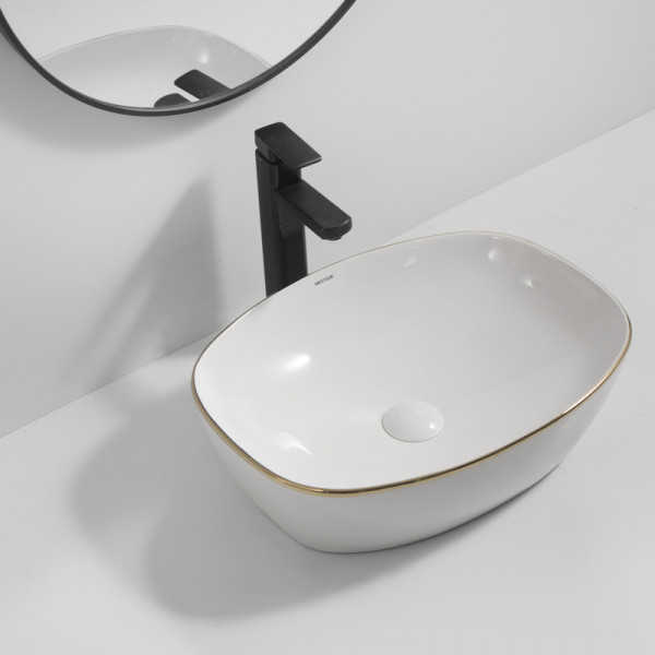 Раковина накладна Mixxus Premium DIVERSE-0109 EDGE GOLD 500х380х140mm (MP6548)