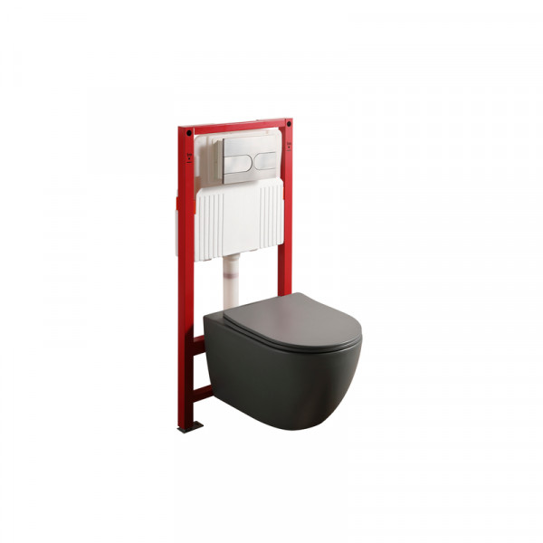 Комплект: Mixxus Premium Ellipse-SET-2101 Gray Унітаз система змиву Tornado 3.0+ Інсталяція Koer KT-0404 + панель KT-0604-07 Gun Gray (MP6668)
