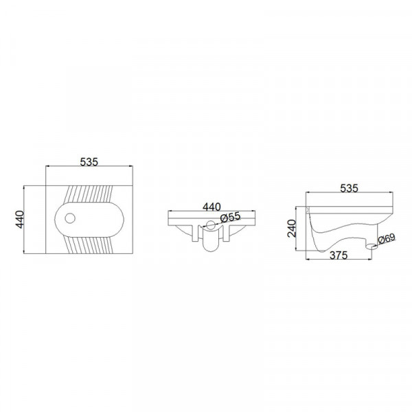 Чаша Генуя Mixxus Premium Wave-2202 530x435x240mm з відведенням (MP6716)
