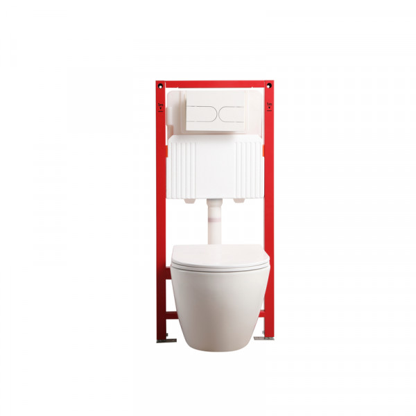Комплект: Mixxus Premium Ellipse-SET-2101 Унітаз система змиву Tornado 3.0+ Інсталяція Koer KT-0404 + панель KT-0604-03 White (MP6667)