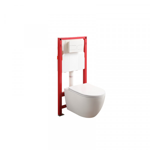 Комплект: Mixxus Premium Ellipse-SET-2101 (в 2 ящ) Унітаз система змиву Tornado 3.0+ Інсталяція Koer KT-0404 + панель KT-0604-03 White (MP6667)