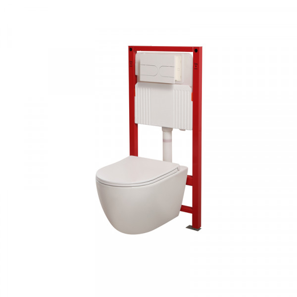Комплект: Mixxus Premium Ellipse-SET-2101 (в 2 ящ) Унітаз система змиву Tornado 3.0+ Інсталяція Koer KT-0404 + панель KT-0604-03 White (MP6667)