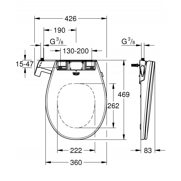Кришка-біде Grohe Bau Ceramic (39648SH0)