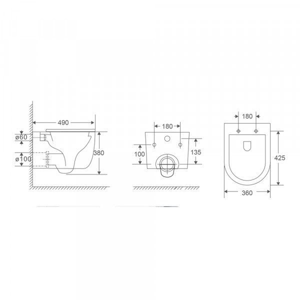 Унітаз підвісний Mixxus Premium TOPPER-0302-T3 490х360х380mm, система змиву TORNADO 3.0 (MP6599)