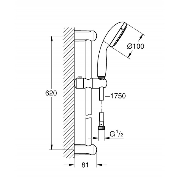 Набір зміш. для ванни 3в1 з New Tempesta 100 Grohe Eurosmart 123246MOL (123246MOL)