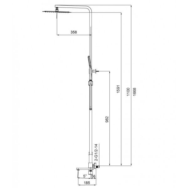 Душова колона зі змішувачем KOER KB-56010-05, 3 функції (Колір чорний) (KR3495)