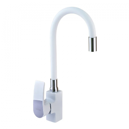 Змішувач для кухні MIXXUS MAGNUM 011 NUT WHITE-CHR. REFL.WHITE з гнучким виливом (Колір білий/хром+вилив білий) (MI6204)