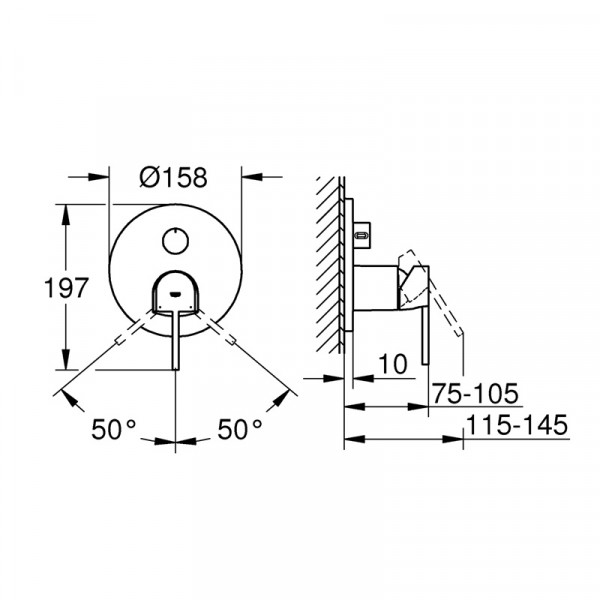 Одноважільний змішувач із перемикачем на 3 положення Grohe Plus (24093003)