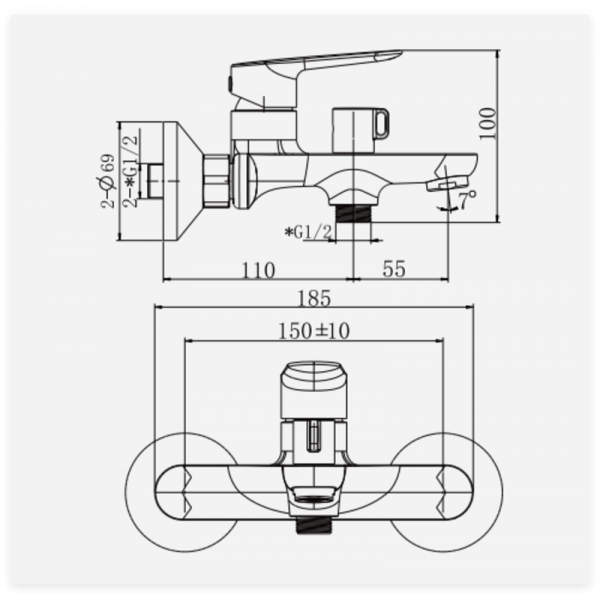 Змішувач для ванни HAIBA PARMA 009 EURO (HB9681)