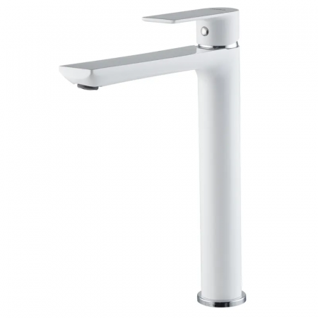 Змішувач для умивальника високий HAIBA ALEX 001 HIGH NUT WHITE-CHROME (Колір білий хром) (HB9564)