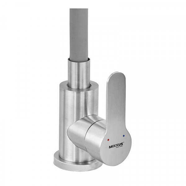 Змішувач для кухні MIXXUS DAX-011-T REFL.GRAY з гнучким виливом з нерж. сталі SUS304 (Колір нерж+вилив сірий) (MI8496)