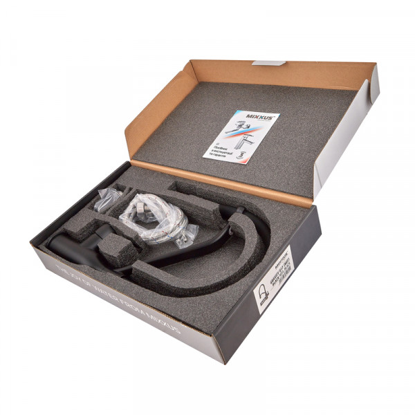 Змішувач для кухні MIXXUS PREMIUM GRAVITY 017 NUT BLACK REFL.BLACK (Колір чорний+силік. вилив чорний) (MI8408)