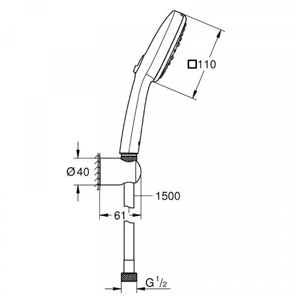 Душовий набір Grohe Tempesta Cube 110 3 режими (27588003)
