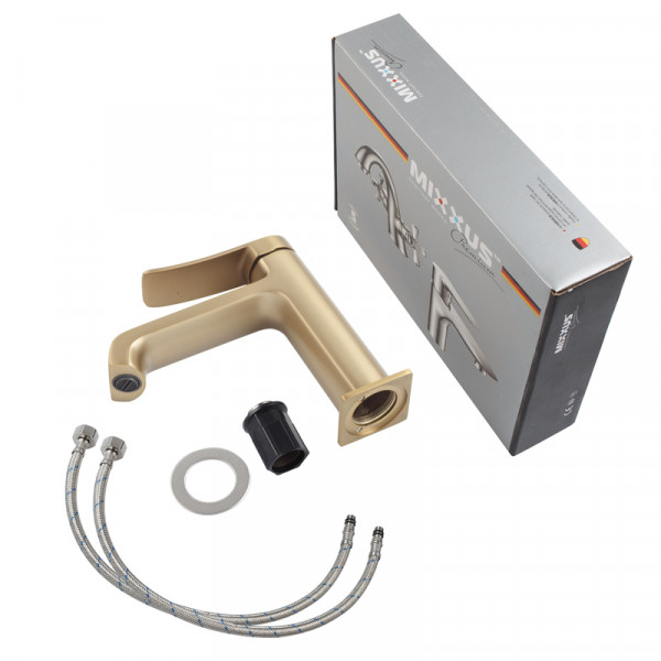 Змішувач для умивальника MIXXUS PREMIUM DALI 001 NUT BRUSHED GOLD (Колір матове золото) (MI6762)