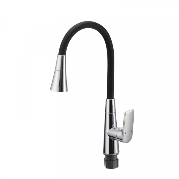 Змішувач для кухні Mixxus Premium Matis 011-T (NUT) Refl.Black (Колір хром+силік.вилив чорний) (MI8266)
