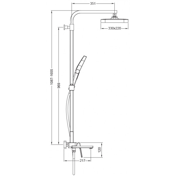 Душова колона зі змішувачем KOER KB-56031-01, 3 функції (Колір хром) (KR5438)