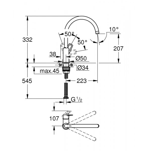 Змішувач для кухні Grohe BauLoop New (31232001)