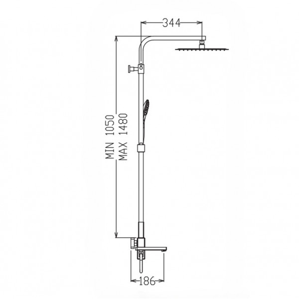 Душова колона зі змішувачем KOER KB-56009-04, 3 функціі (Колір хром+білий) (KR5987)