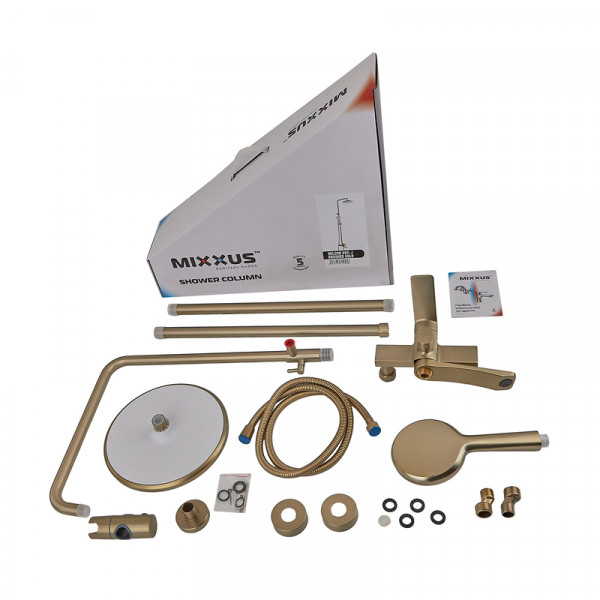 Душова колона MIXXUS WILSON 009-J BRUSHED GOLD зі змішувачем (Колір матове золото) (MI7124)