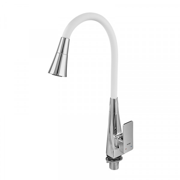 Змішувач для кухні MIXXUS ETNA 014-T NUT REFL.WHITE (Колір хром+силіконовий вилив білий) (MI8421)