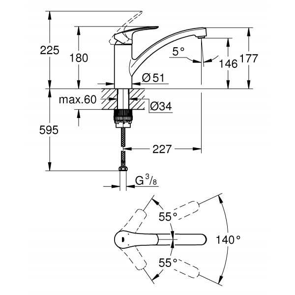 Змішувач для кухні Grohe Eurosmart New (33281003)