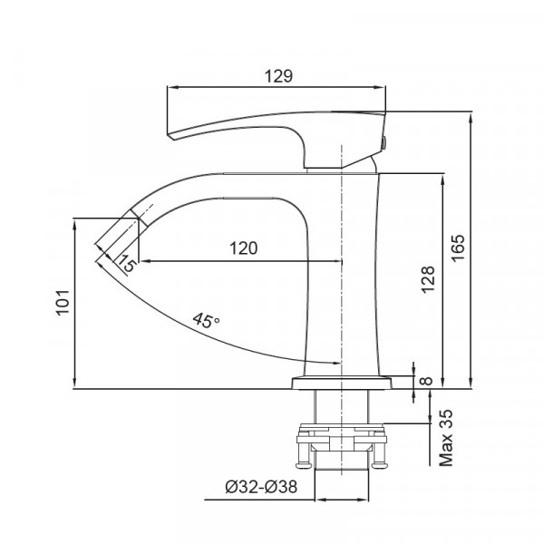 Змішувач для умивальника Koer KB-12007-05 (Колір чорний) (KR3443)