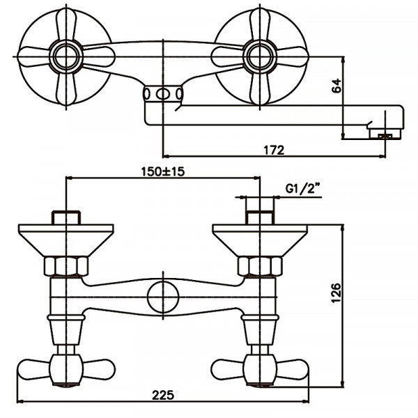 Змішувач для кухні настінний HAIBA DOMINOX 361 SATIN (Колір сатин) (HB0093)