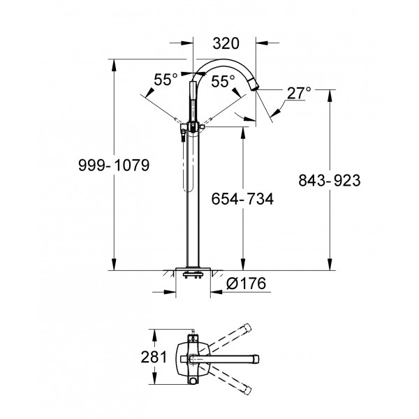 Підлоговий змішувач для ванни Grohe Grandera (23318000)