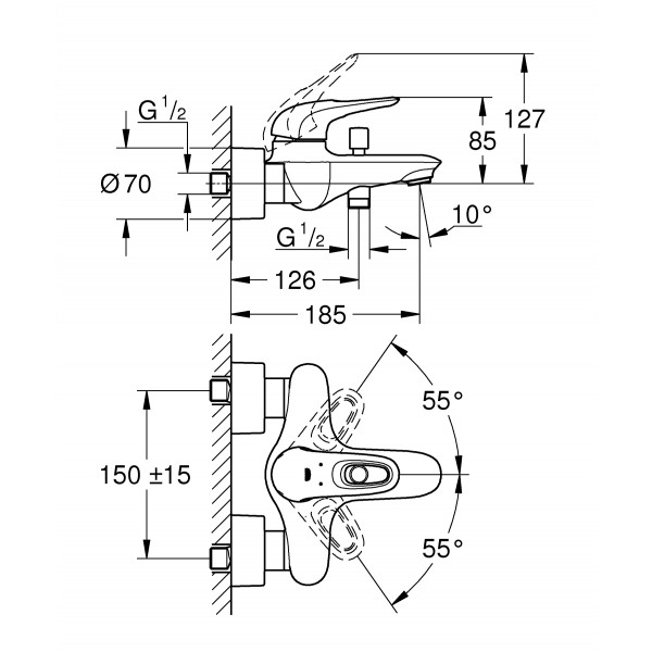 Змішувач для ванни Grohe Eurostyle (33591003)