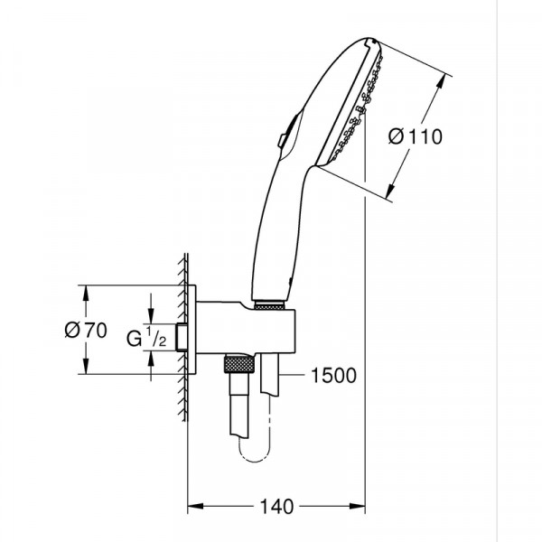 Душовий набір Grohe Tempesta 100, 2 режими (264062433)