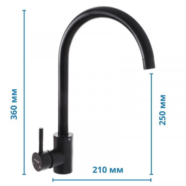 Змішувач для кухні MIXXUS SUS-011 BLACK з нерж. сталі SUS304 (Колір чорний) (SS0003)