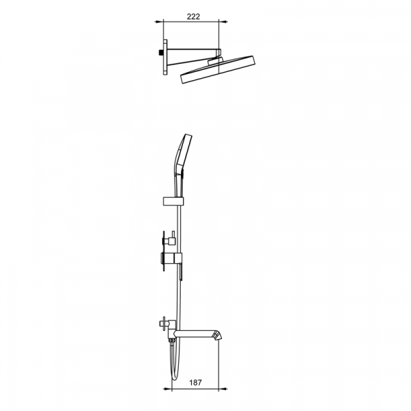Вбудована душова система Koer KB-66029-07 3 функції (Колір графіт) (KR5954)