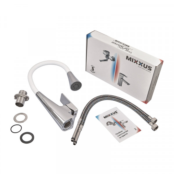 Змішувач для кухні MIXXUS ETNA 014-T NUT REFL.WHITE (Колір хром+силіконовий вилив білий) (MI8421)