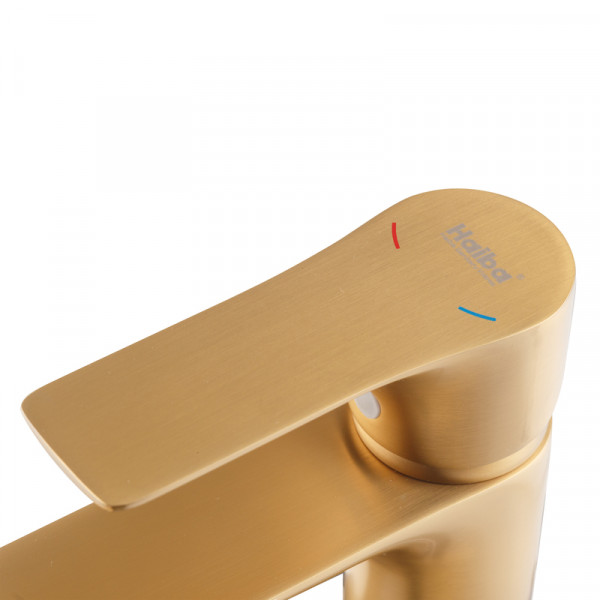 Змішувач для умивальника HAIBA MILANO 001 BRUSHED GOLD (Колір матове золото) (HB9619)