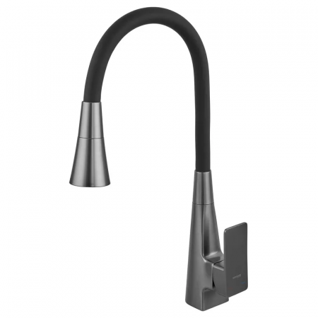 Змішувач для кухні MIXXUS ETNA 014-T NUT GRAPHITE REFL.BLACK (Колір графіт+силіконовий вилив чорний) (MI8422)