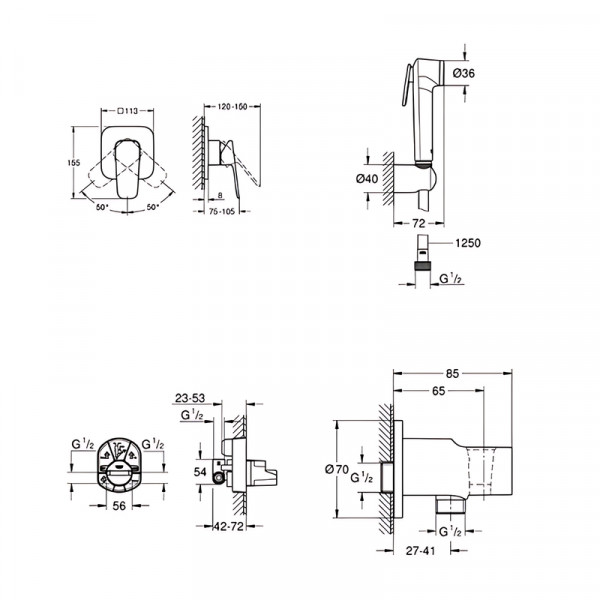 Комплект для гігієнічного душу Grohe Cubeo (UA11183243)