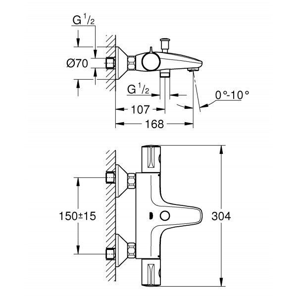 Змішувач для ванни з термостатом Grohe Grohtherm 800 (34576000)