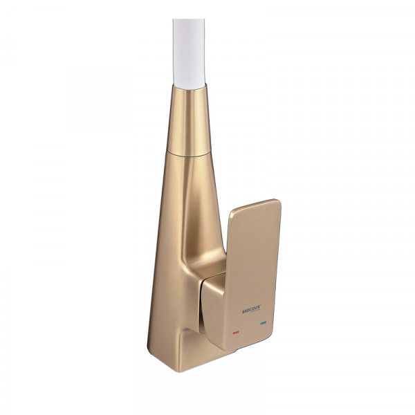Змішувач для кухні MIXXUS ETNA 014-T NUT BRUSHED GOLD REFL.WHITE (Колір матове золото+силіконовий вилив білий) (MI8423)