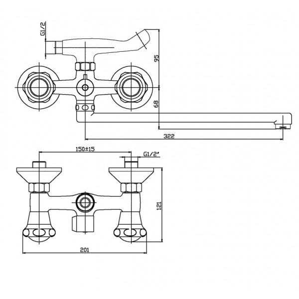 Змішувач для ванни Haiba Mega 140 (HB0915)