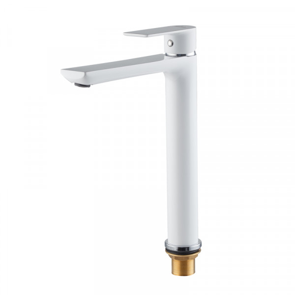 Змішувач для умивальника високий HAIBA ALEX 001 HIGH NUT WHITE-CHROME (Колір білий хром) (HB9564)