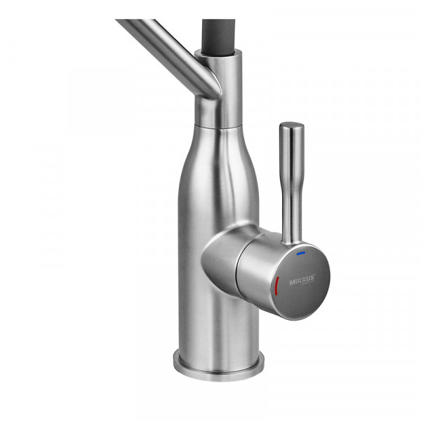 Змішувач для кухні MIXXUS PREMIUM GRAVITY 017 NUT SS COLOR REFL.GREY (Колір нержавіюча сталь+силік. вилив сірий) (MI8407)