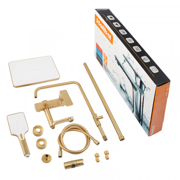 Душова колона зі змішувачем HAIBA KUBUS 009-J BRUSHED GOLD (Колір матове золото) (HB9627)