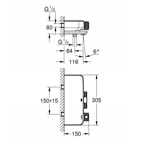 Змішувач для ванни з термостатом Grohe Grohtherm SmartControl (34718000)
